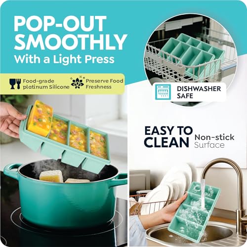 upgraded Silicone Freezer Trays with Lids, 1-Cup Soup Container Style Set